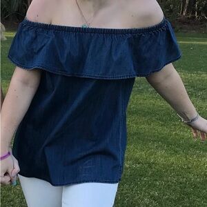 WHBM - Denim Off-Shoulder Top